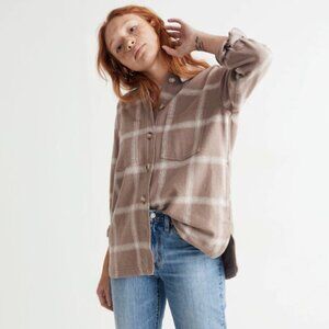 madewell flannel kentwood oversized shirt-jacket in windowpane
